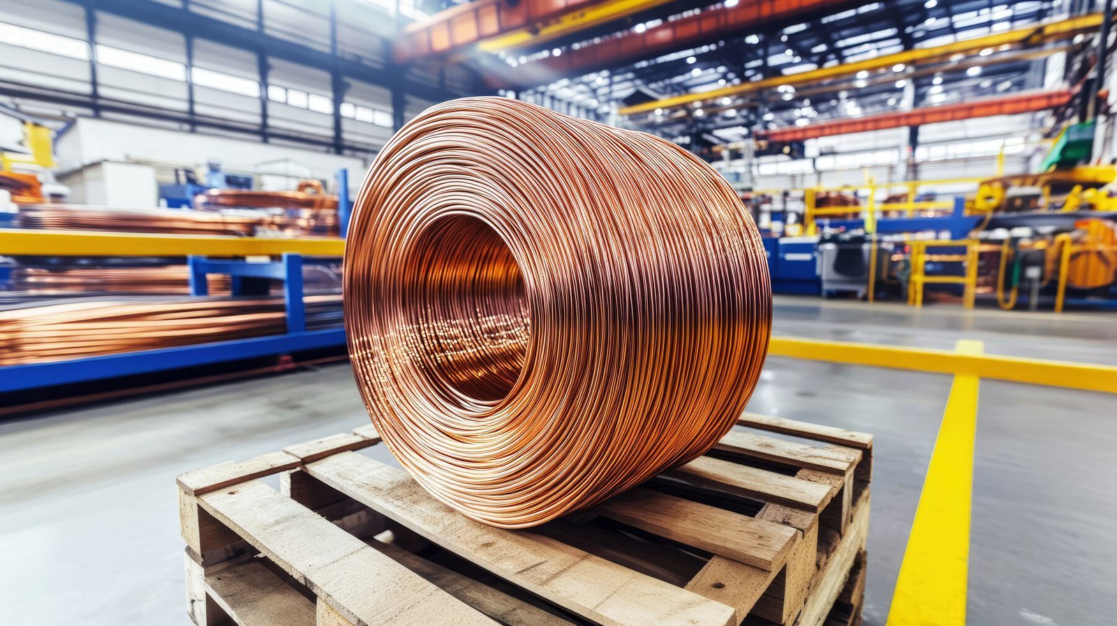 Coil of copper wire at Evander Electrical Company's Taiwan manufacturing hub